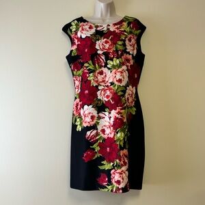 ENFOCUS Floral Black Sleeveless Dress Size 14